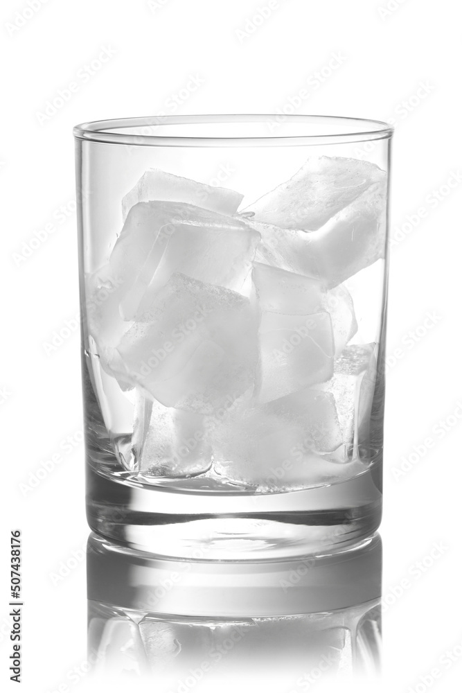 Glass full with ice on a white Glass full with ice on a white