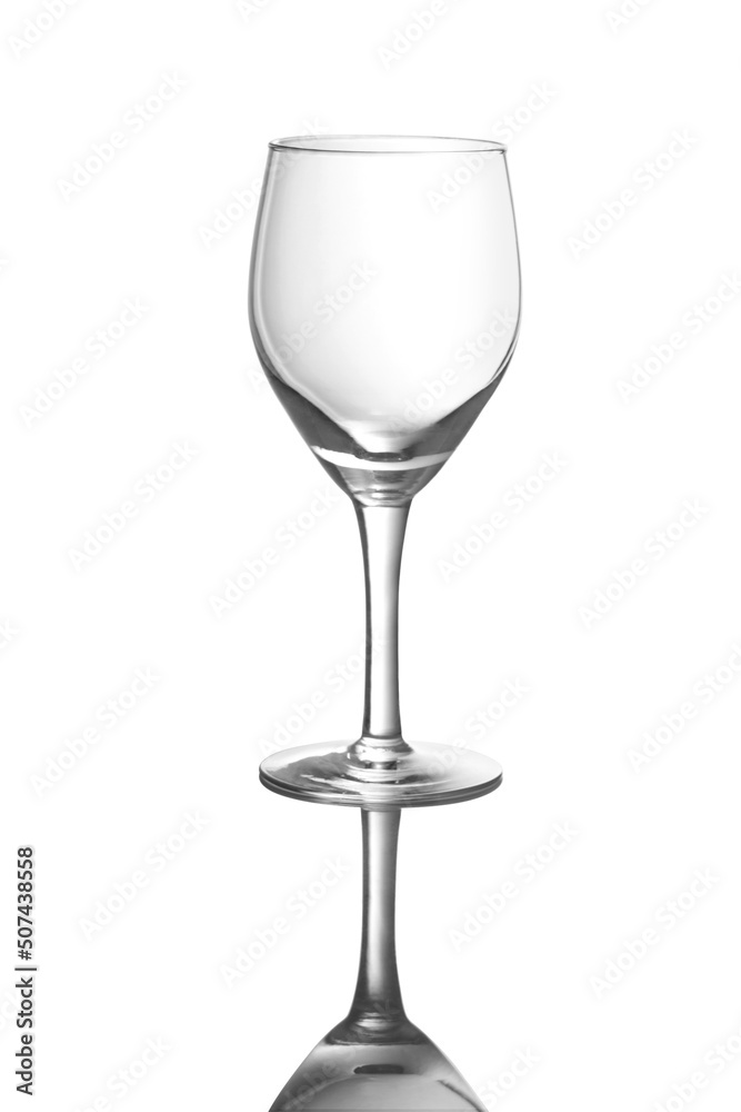 Empty wine glass on a white Empty wine glass on a white