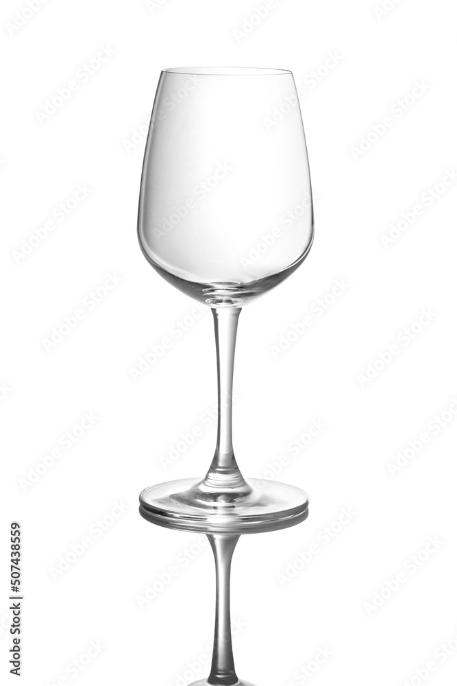 Empty wine glass on a white Empty wine glass on a white