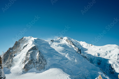 Landscape of  Mont-Blanc peak at the top of Aiguille du Midi in Chamonix Mont-Blanc valley  France