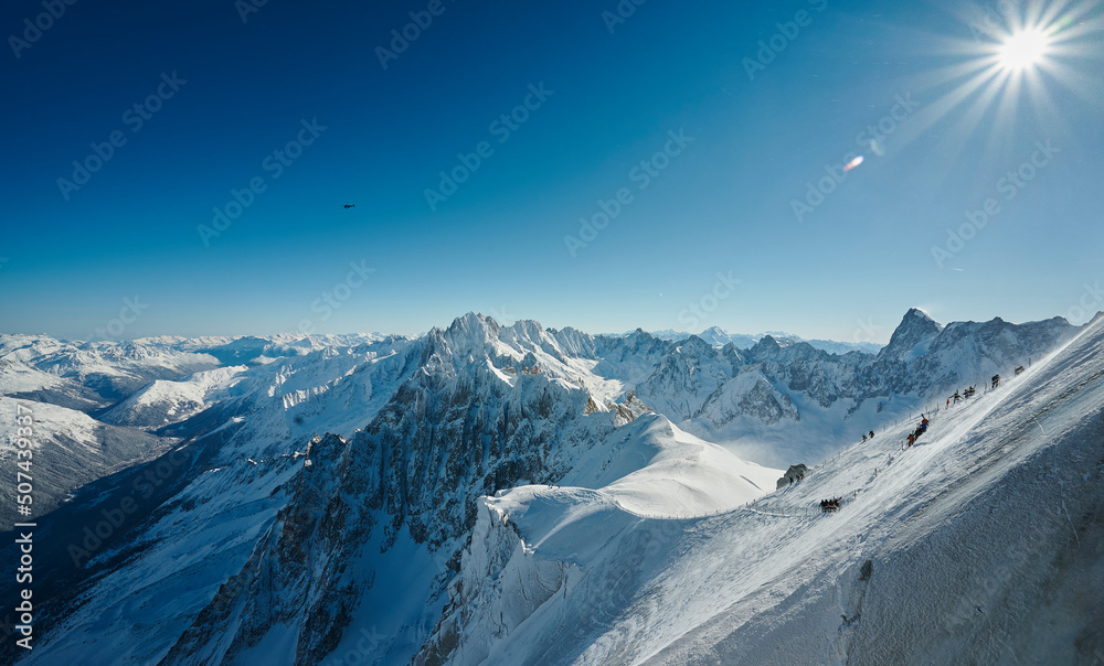 Landscape of Aiguille du Midi, Chamonix Mont Blanc valley, France
