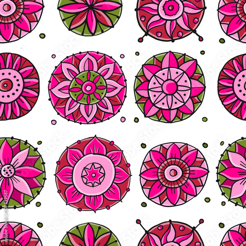 Decorative hand drawn floral mandala. Icons collection for your design