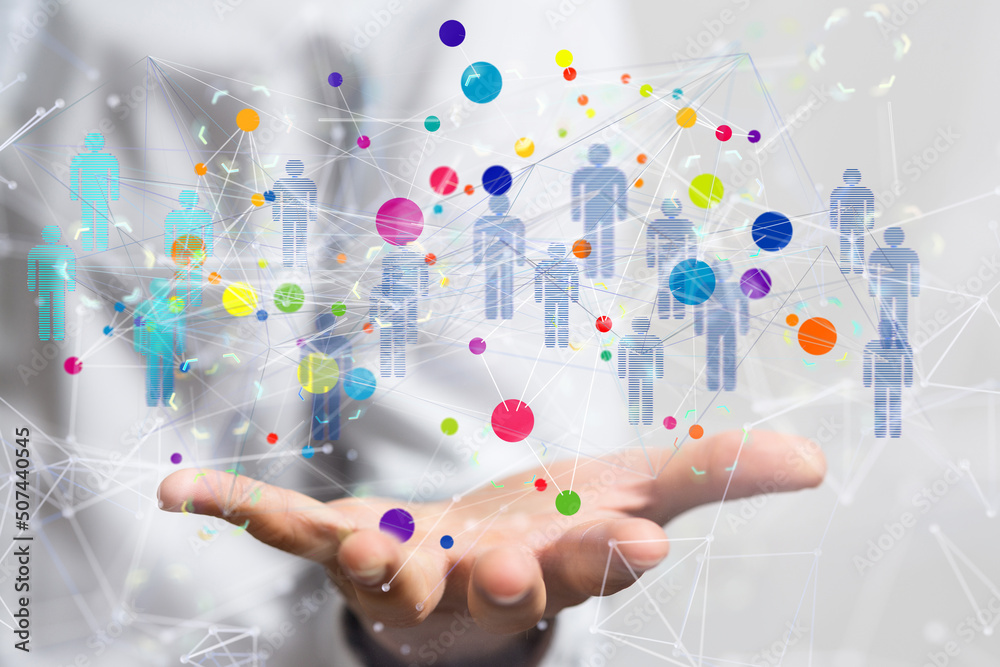 videoconference group of people talking in social network