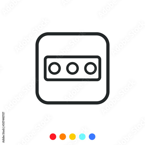 Socket outlet linear icon, Vector.
