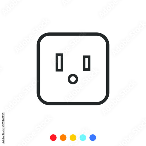 Socket outlet linear icon, Vector.