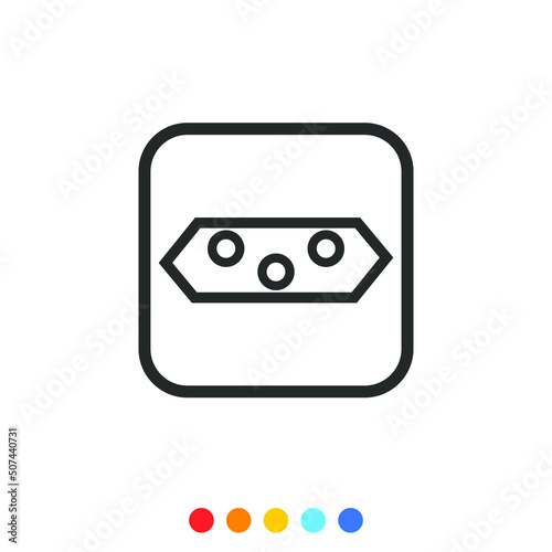 Socket outlet linear icon, Vector.