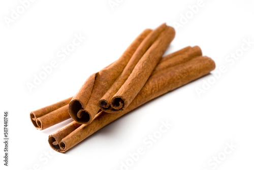 Cinnamon sticks bunch isolated on a white.