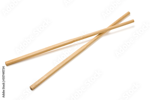 Wooden chopsticks isolated on white