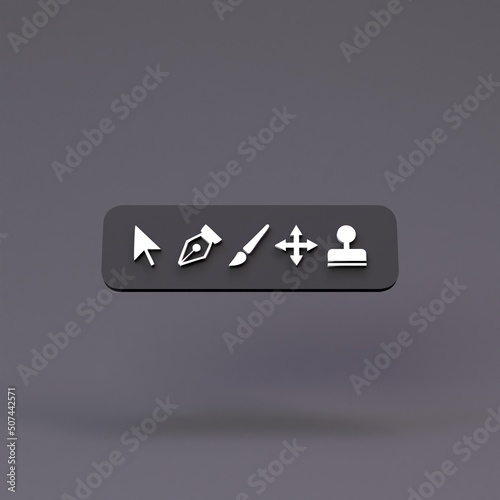 Dashboard of the graphic editor. 3d render illustration.