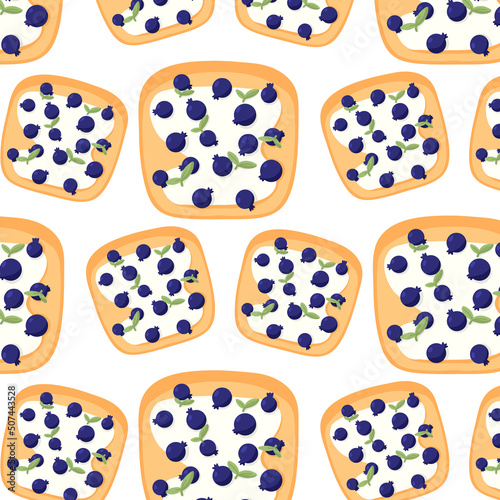 Sandwich pattern.Seamless pattern with blueberry sandwich.Vector illustration.