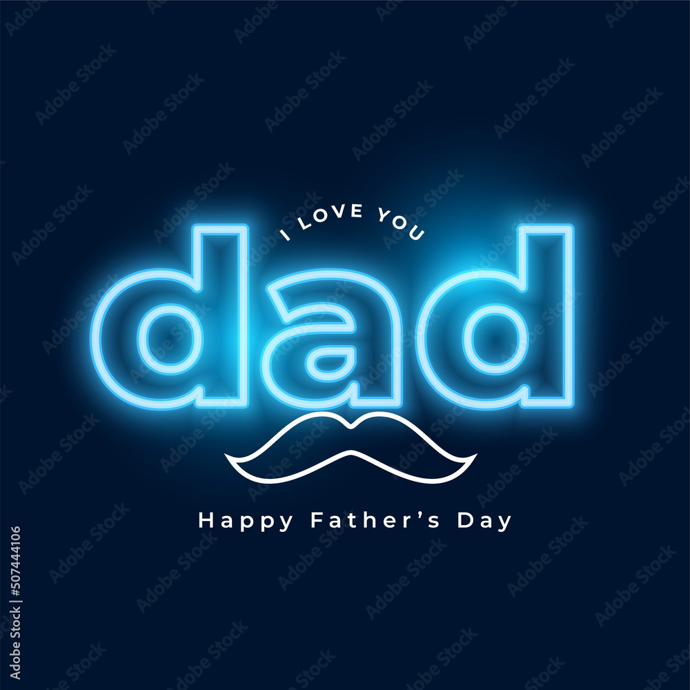 neon style happy father's day celebration banner design