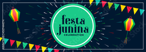flat style festa junina celebration banner design