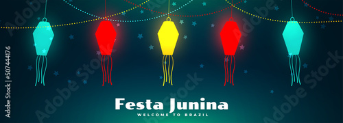 festa junina glowing lanterns banner design