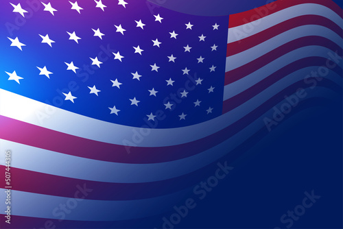 flag of america on blue background with lights glow