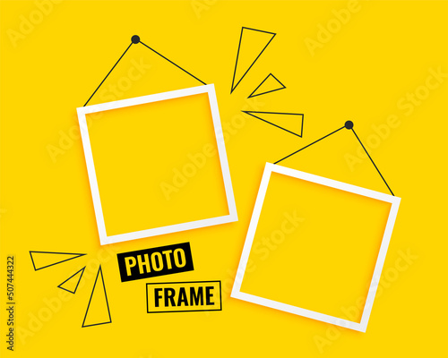 yellow photo frames background design photo