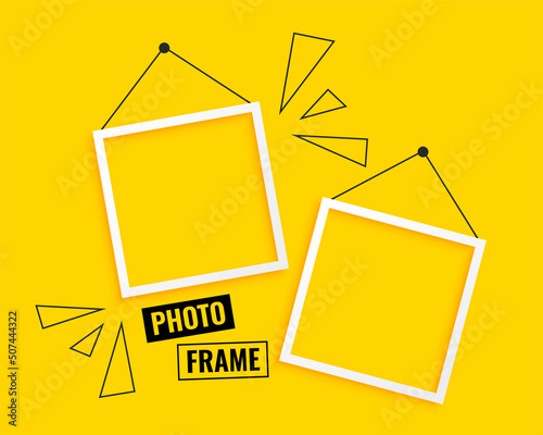 yellow photo frames background design