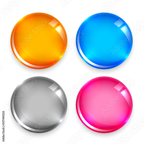 glossy circle buttons in four colors