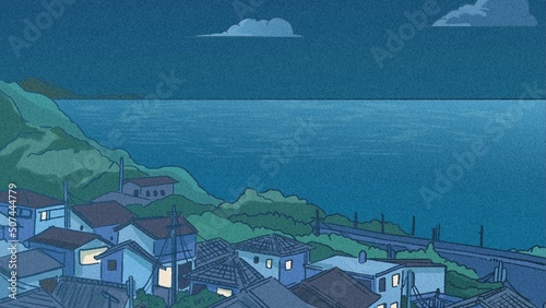 Blue Green Japanese Scene Anime Quote Desktop Wallpaper