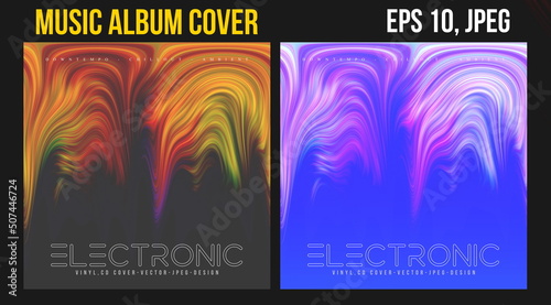 Music Album Cover for the Web Presentation. Colorful Vector Background. Abstract postcard set. Posters Template. Vinyl and CD DVD artwork design. Square flyers, banners, brochure, book. Music Single	