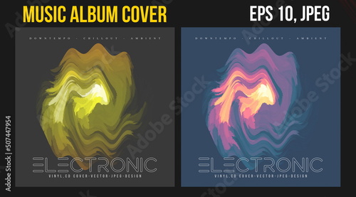 Music Album Cover for the Web Presentation. Colorful Vector Background. Abstract postcard set. Posters Template. Vinyl and CD DVD artwork design. Square flyers, banners, brochure, book. Music Single	