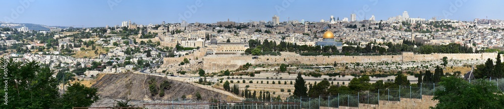 Jerusalem, Israel - June 9 2019: Spectacular overview of Jerusalem