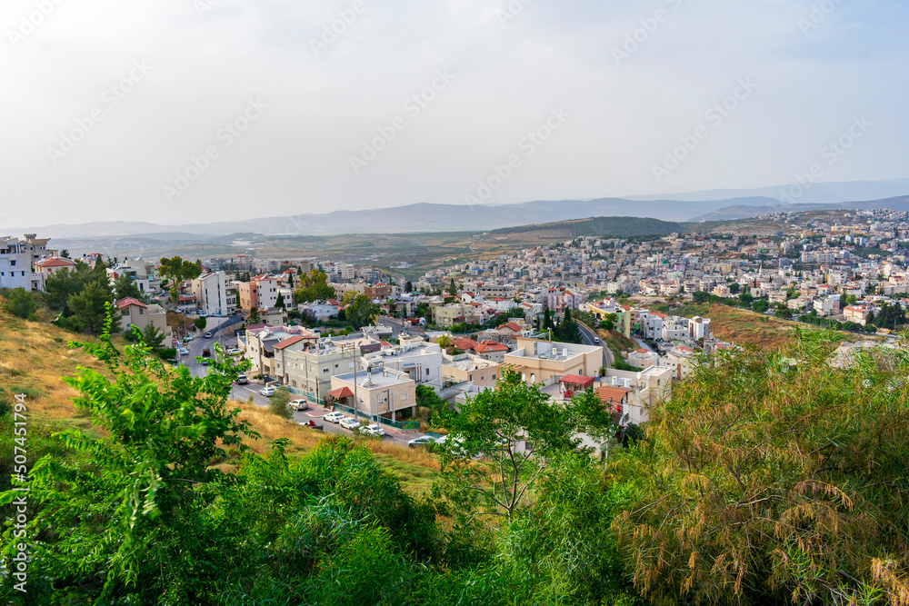 Nazareth, Israel - June 4 2019: Panorama of Nazareth, the town of Jesus Christ