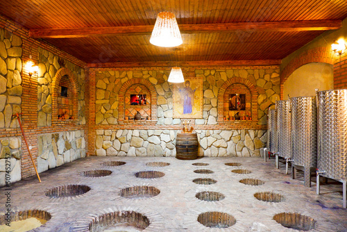 Wine cellar in Sighnaghi town in Kaheti region of Georgia. photo