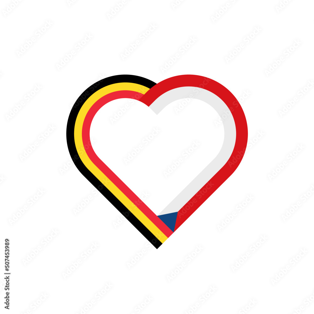 unity concept. heart ribbon icon of belgium and czech republic flags. vector illustration isolated on white background