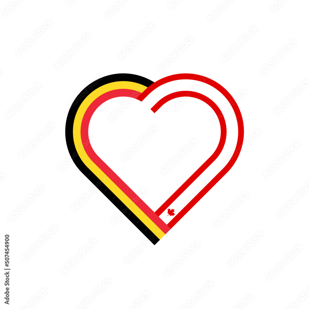 unity concept. heart ribbon icon of belgium and canada flags. vector illustration isolated on white background unity concept. heart ribbon icon of belgium and canada flags. vector illustration isolated on white background