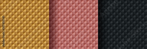 Set of golden, rose gold and black abstract geometric shape pattern, Luxury 3D triangles pattern background. Can use for cover, artwork, print ad, poster, web banner. Simple and minimal. Vector EPS10.