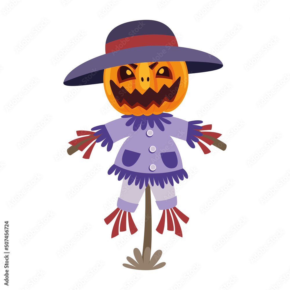 Cartoon Illustration Of A Scarecrow