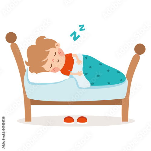 Cartoon Illustration Of Kid Sleeping