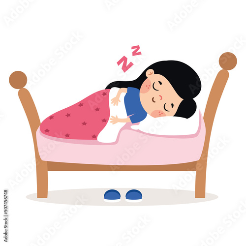Cartoon Illustration Of Kid Sleeping