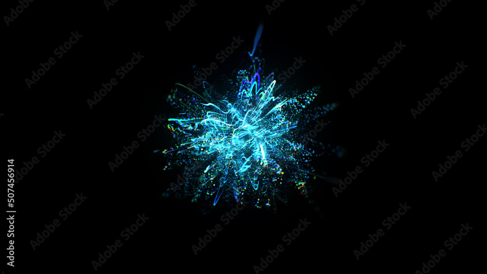 Particles splashes. Abstract backround. Glowing neon particle explosion. Blue color. Particles splashes. Abstract backround. Glowing neon particle explosion. Blue color.