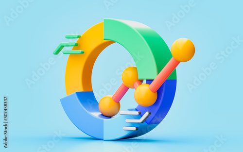 chart diagram analyze 3d illustration business profit growth marketing fund circle graph strategy