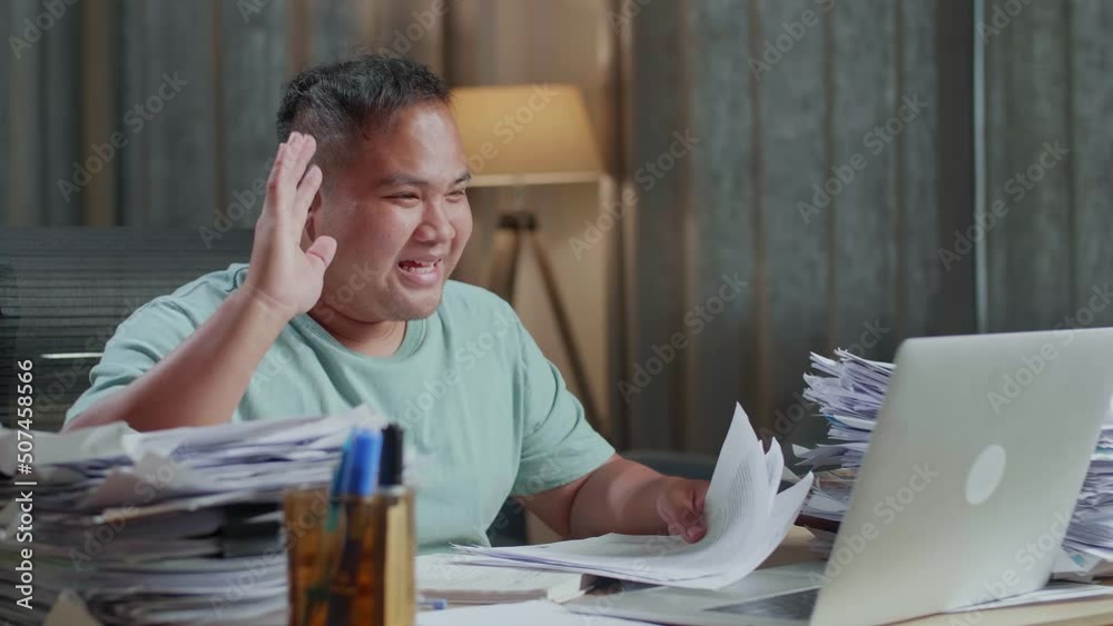 Close Up Of Fat Asian Man Having Video Call On Laptop While Working With Documents At The Office
Close Up Of Fat Asian Man Having Video Call On Laptop While Working With Documents At The Office