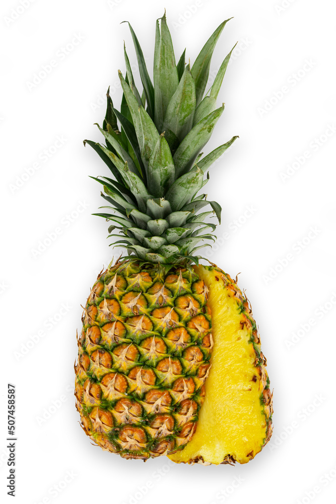 Yellow Ripe ripe pineapple on white background Yellow Ripe ripe pineapple on white background