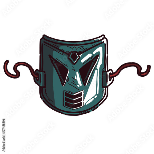 Metal mask of the robot. Can be used as a logo, icon or game item
