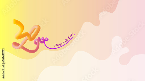 Background valentine with the word Love gradient in pastel background