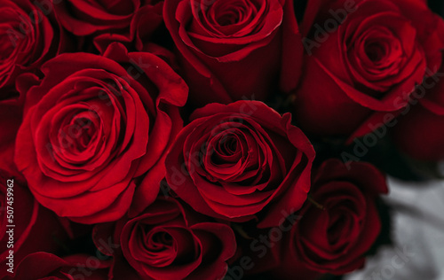 bouquet of red roses. Valentine day.