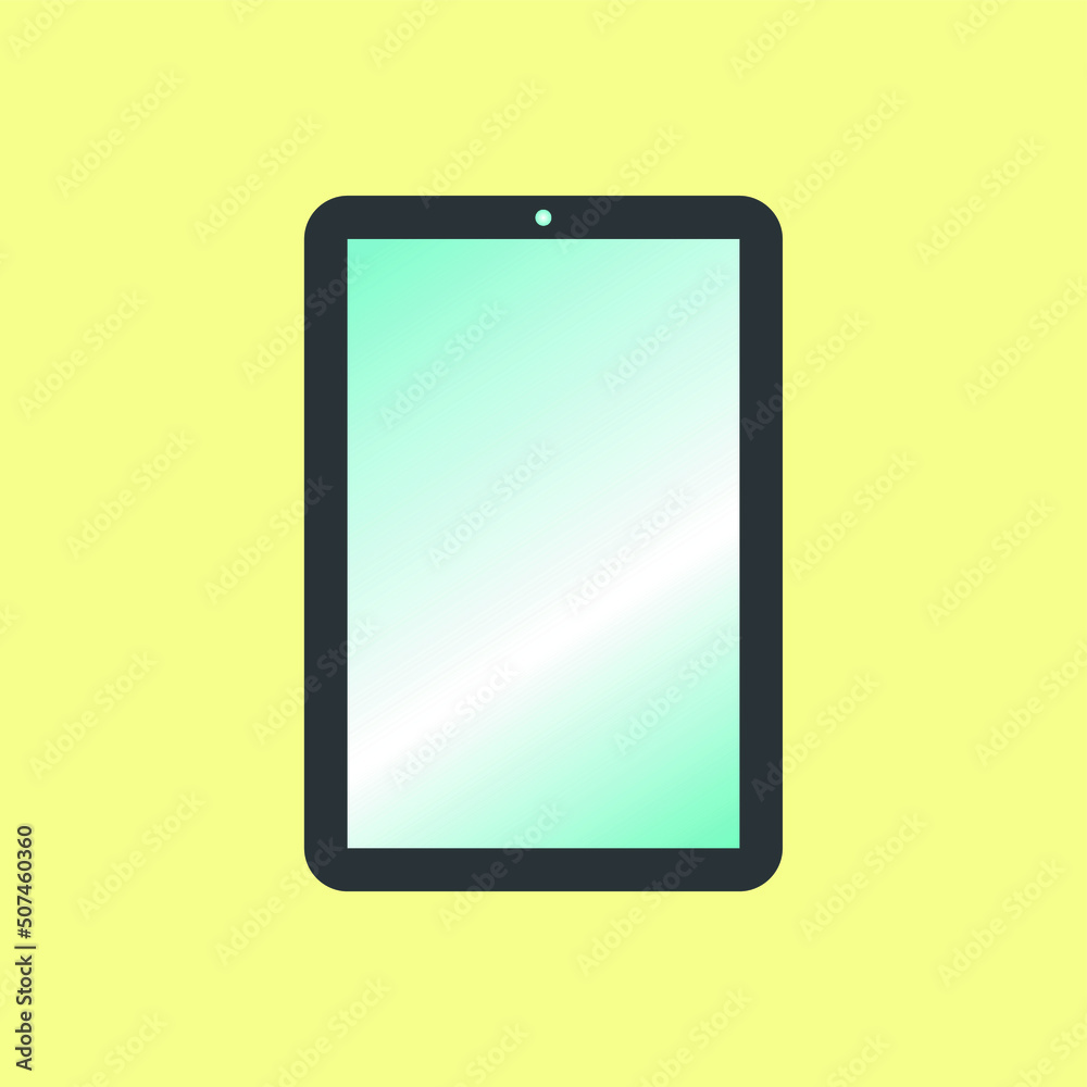 A tablet icon on a light yellow background. Electronic device vector illustration concept.