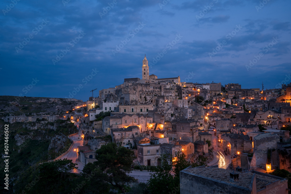 spectacular night view of Matera 