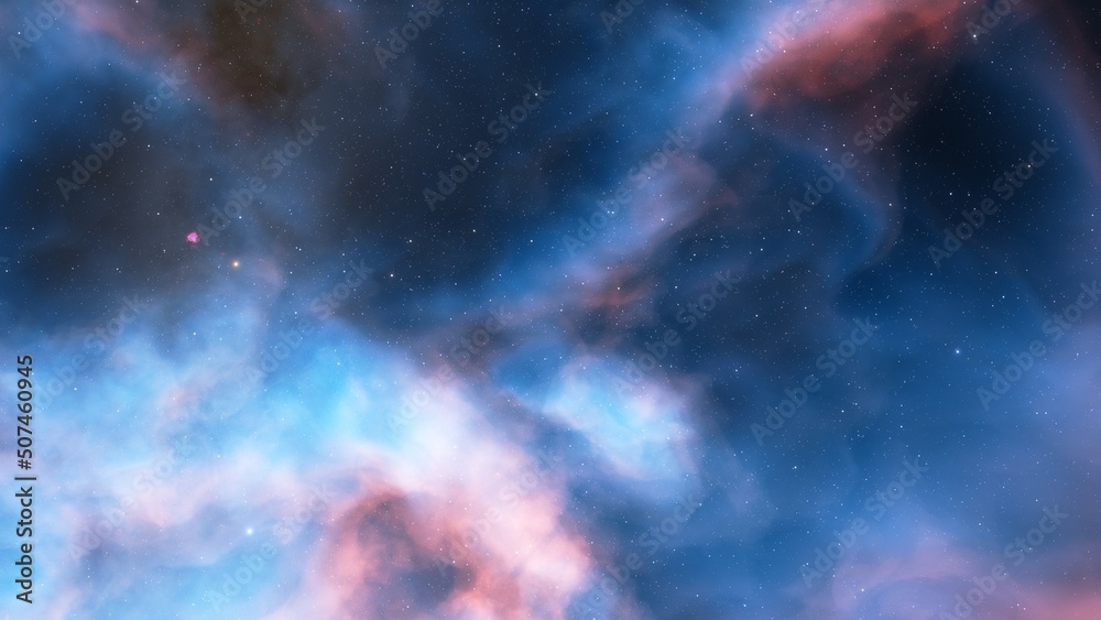 bright nebula, nebula in space, majestic red-purple nebula, beautiful space background 3D render