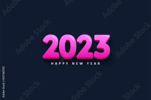 2023, Happy New Year Background illustration with pink numbers