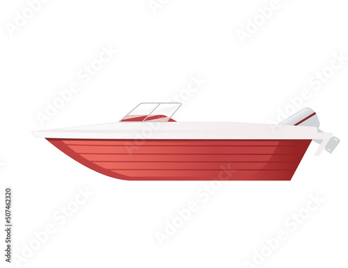 Wooden boat with gas engine vector illustration on white background