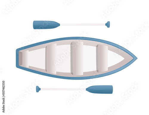 Classic wooden boat with paddle vector illustration on white background