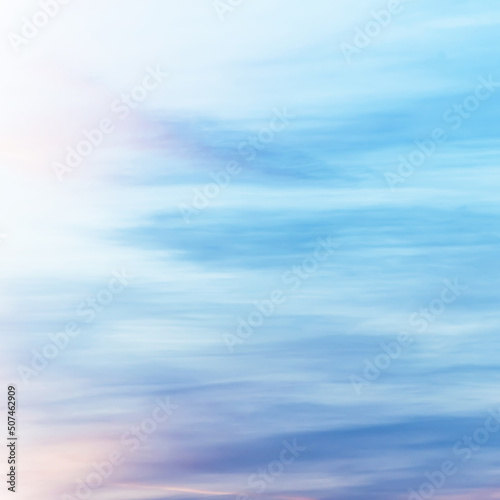 sunset background. sky with soft and blur pastel colored clouds. gradient cloud on the beach resort. nature. sunrise. peaceful morning. Instagram toned style