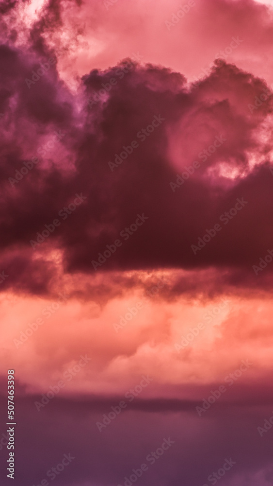 NSTA Story Template Backgrounds. Twilight sky with effect of living coral  colors. Colorful sunset of soft clouds. 9:16 Aspect Ratio