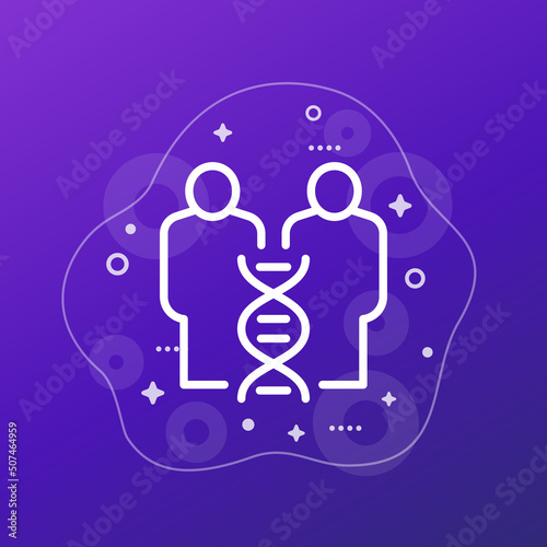 clones line icon with dna, vector