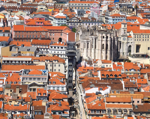 Aerial panorama of the city of Lisbon seen from the castle Castelo de Sao Jorge
